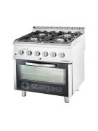 Gas hearth 4 burner with electric hot air oven (600 x 400 mm / GN 1/1) Series 700 ND - G20, 4-burner (3.5 + 5 + 2x7)