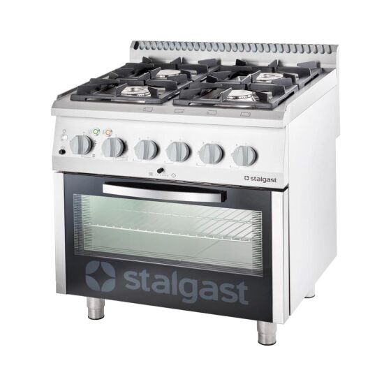 Gasherd mit 4 Brennern (2x5+2x7) und Elektro-Umluft-Backofen GN1/1, Serie 700 ND