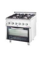 Gasherd mit 4 Brennern (2x5+2x7) und Elektro-Umluft-Backofen GN1/1, Serie 700 ND