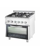 Gas hearth 4 burner with electric oven (GN 2/1) Series 700 ND - G20, 4-burner (3.5 + 2x5 + 7)
