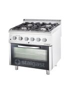 Gas hearth 4 burner with electric oven (GN 2/1) Series 700 ND - G20, 4-burner (3.5 + 2x5 + 7)
