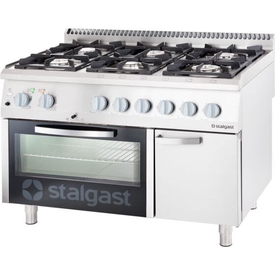 Gas hearth 6 burner with electric hot air oven (600 x 400 mm / GN 1/1) Series 700 ND - G20, 6 burner (3.5 + 3x5 + 2x7)