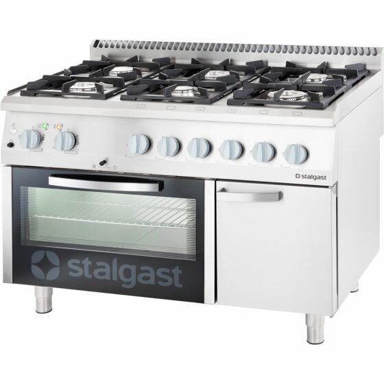 Gas hearth 6 burners with electric hot air oven (600 x 400 mm / GN 1/1) Series 700 ND - G20, 6-burner (3.5 + 2x5 + 2x7 + 9)