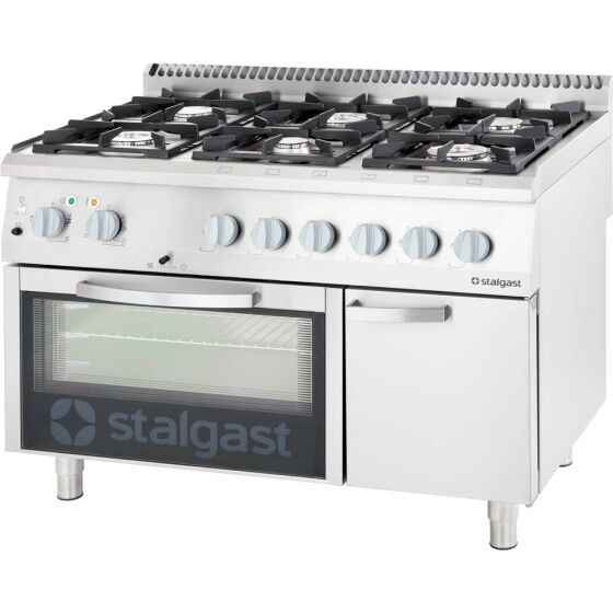 Gas hearth 6 burner with electric oven (GN 2/1) Series 700 ND - G20, 6-burner (3.5 + 3x5 + 2x7)