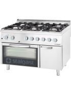 Gas hearth 6 burner with electric oven (GN 2/1) Series 700 ND - G20, 6-burner (3.5 + 3x5 + 2x7)