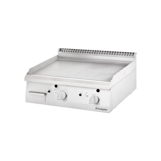 Gas-Griddleplatte als Tischgerät, Serie 700 ND - ½ glatt / ½ gerillt 800x700x250 mm