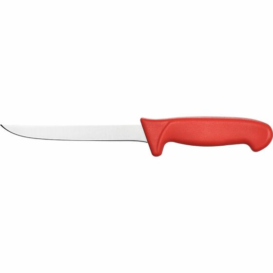 Boning knife Premium, HACCP, red handle, slim & straight stainless steel blade 15 cm