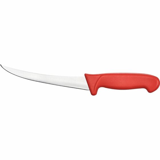 Boning knife Premium, HACCP, red handle, curved stainless steel blade 15 cm
