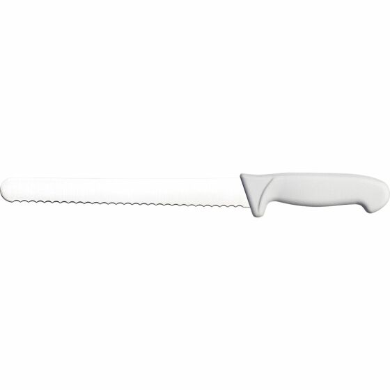 Bread knife Premium, HACCP, white handle, stainless steel blade 25 cm