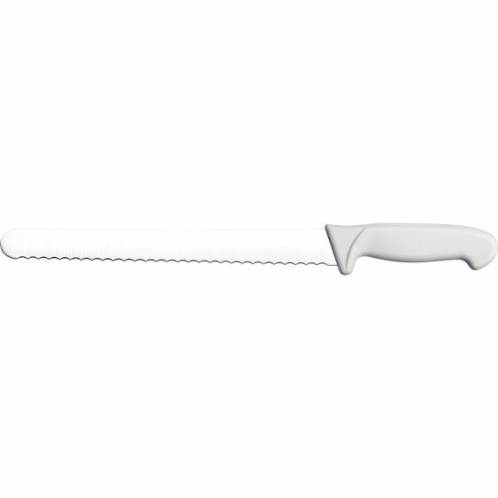 Bread knife Premium, HACCP, white handle, stainless steel blade 30 cm