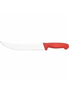 Block knife Premium, HACCP, red handle, stainless steel blade 25 cm, curved