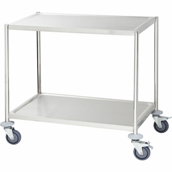 Serving trolley with two shelves of 800x500 mm each, without a handle