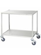Serving trolley with three shelves of 800x500 mm each, without a handle