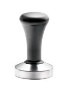 Tamper aus Edelstahl mit schwarzem Griff, Ø 58 mm, 94 mm Höhe